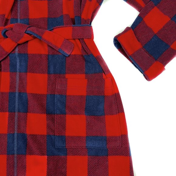 Lands' End Buffalo Check Plush Fleece Hooded Robe with Pockets Size 16 - NWOT - Picture 4 of 7